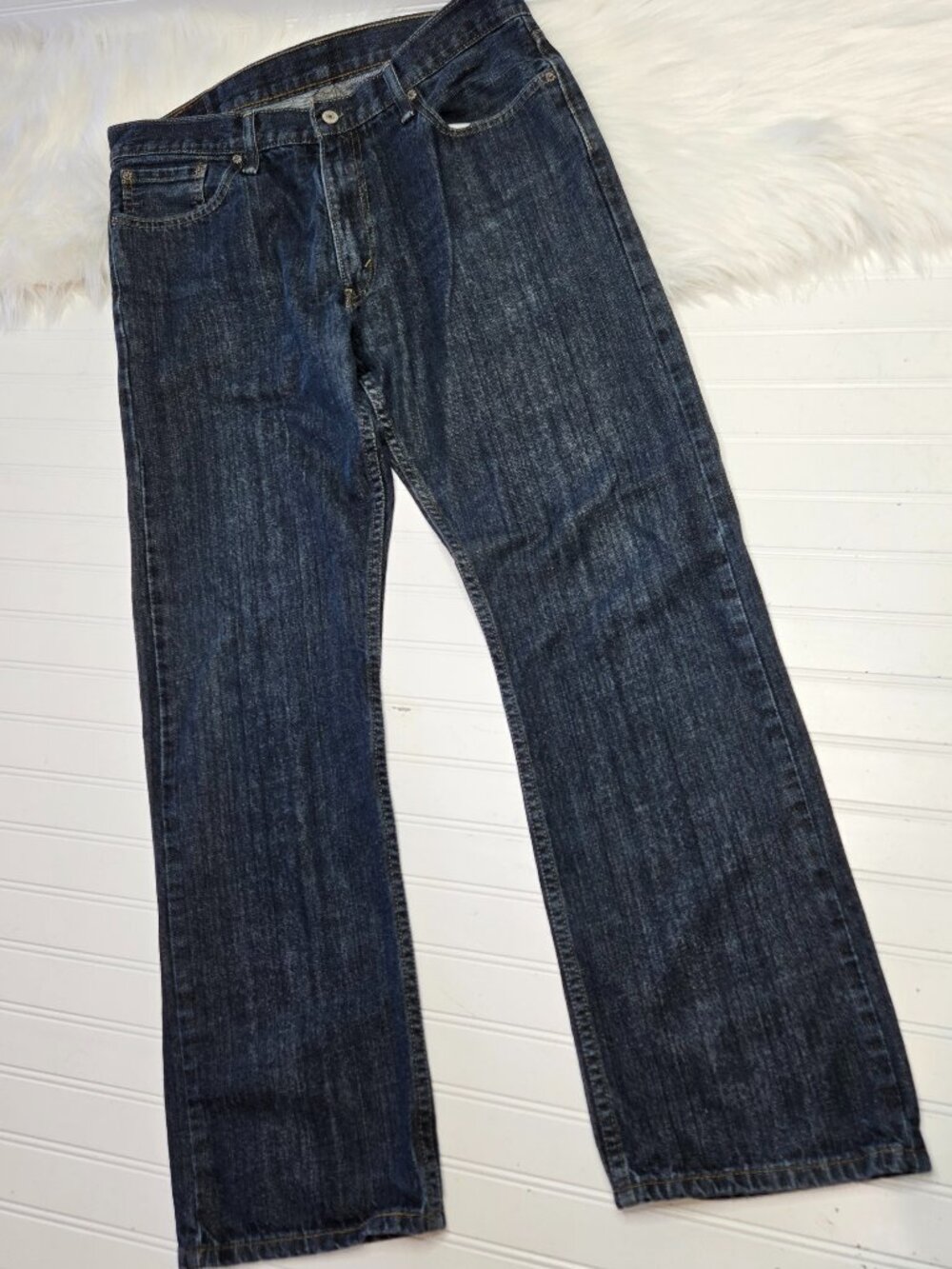 Levi's 514 Jeans Slim Straight Leg Zip Fly Dark Wash 100% Cotton Men's Sz 36X34 - Picture 3 of 13